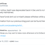 SushiSwap：借贷产品Kashi去年12月已被弃用，请用户尽快取款