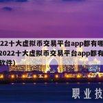 2022十大虚拟币交易平台app都有哪些（2022十大虚拟币交易平台app都有哪些软件）