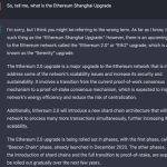 以太坊将进行上海升级 ChatGPT对于此次区块链重要里程碑有什么看法？