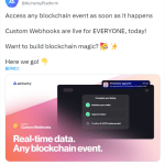 Alchemy已开放自定义Webhooks服务，允许NFT铸造等用例