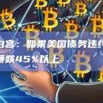 美国白宫：如果美国债务违约，股市将暴跌45%以上