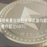 比特币网络恢复出块后区块奖励均超过12BTC，手续费均超过6BTC