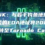 CertiK：与若干钓鱼地址和骗局有关的EOA地址将200.1枚ETH转至Tornado Cash