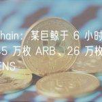 Lookonchain：某巨鲸于 6 小时前从币安提取超 45 万枚 ARB、26 万枚 OP 和 3 万枚 ENS