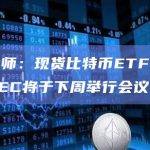 证券律师：现货比特币ETF申报者与美SEC将于下周举行会议