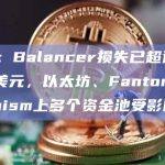 派盾：Balancer损失已超过210万美元，以太坊、Fantom和Optimism上多个资金池受影响