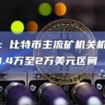 数据：比特币主流矿机关机币价位于1.4万至2万美元区间