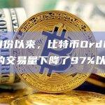 自5月份以来，比特币Ordinals协议的交易量下降了97%以上