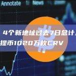 数据：4个新地址过去7日总计从Binance提币1020万枚CRV