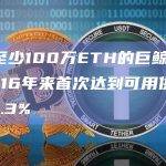 持有至少100万ETH的巨鲸地址自2016年来首次达到可用供应量的32.3%