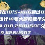 某巨鲸在10/5-10/6通过OKX DEX进行10笔大额稳定币兑换，共将14,010,260USDC兑换为13,999,426USDT