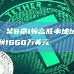 数据：某8赢1输高胜率地址已累计盈利1660万美元