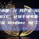 比特小鹿：11 月产出 403 枚 BTC，计划于明年第一季度推出 Bitdeer AI Cloud