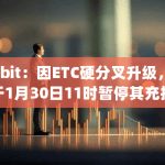 Upbit：因ETC硬分叉升级，将于1月30日11时暂停其充提