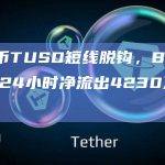 稳定币TUSD短线脱钩首次大幅跌破其盯住汇率