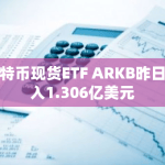 比特币现货ETF ARKB昨日流入1.306亿美元