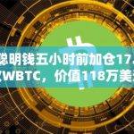 某聪明钱五小时前加仓17.74枚WBTC，价值118万美元