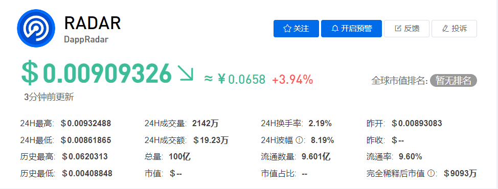 RADAR币今日价格最新行情